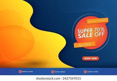 special discount super sale template banner with copy space for product sale with abstract gradient blue and orange background design 1