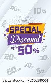 Special Discount vector design template. Banner sale tag. Special deal limited time offer. 