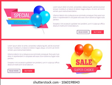 Special discount weekend sale best price super offer exclusive premium promotion set of color stickers with shiny glossy balloons web posters landing pages