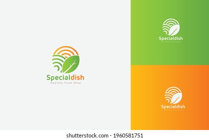 Special dish healthy fast food logo with noodles