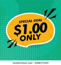 Special Dollar One Only Deal And Sale Banner Vector