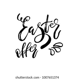 Special Easter Offer card with calligraphy text. Vector Template for Flyers, banners, advertise, marketing, promotion. Hand lettering design for Happy Easter Holiday Poster