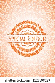 Special Edition abstract orange mosaic emblem with background
