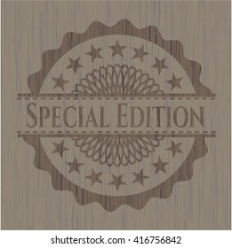Special Edition badge with wooden background