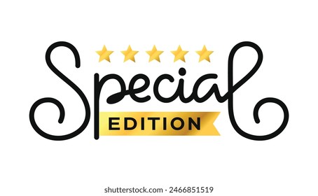 Special edition handwritten isolated on white background. Hand drawn lettering style, one line drawing, signature, calligraphy, monoline. vector Illustration
