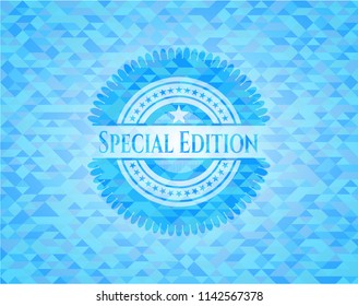 Special Edition light blue emblem with mosaic background