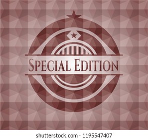 Special Edition red emblem with geometric pattern background. Seamless.
