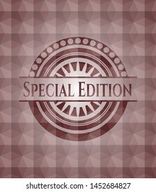 Special Edition red emblem with geometric pattern background. Seamless.