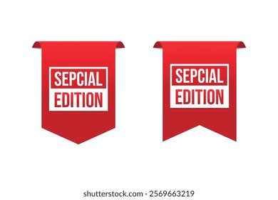 Special Edition ribbon tag banner template retail promotion and announcement. Advertising design, business promotion. Vector illustration on white background