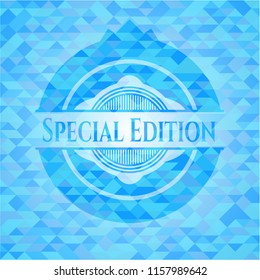 Special Edition sky blue emblem. Mosaic background