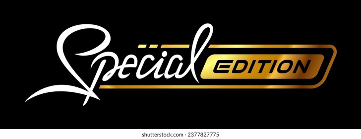 Diseño de tipografía vectorial de Edición Especial con estilo de letras. Elegante etiqueta de texto de mano libre escrita a mano en oro