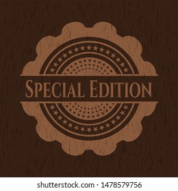 Special Edition wooden emblem. Retro. Vector Illustration.