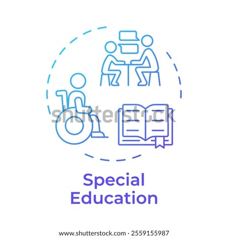 Special education blue gradient concept icon. Including needs of students with disabilities. Support in learning. Round shape line illustration. Abstract idea. Graphic design. Easy to use in article