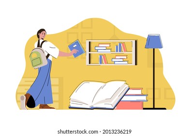 Special education concept. Woman student learns to university or college program situation. Inclusive education people scene. Vector illustration with flat character design for website and mobile site