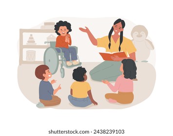 Special education preschool isolated concept vector illustration. Daycare for children with disabilities, special needs, preschool education program, inclusive childcare service vector concept.