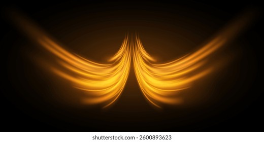 Special effect of high speed line and track.Golden glowing swirl effect.Vector illustration.EPS 10.