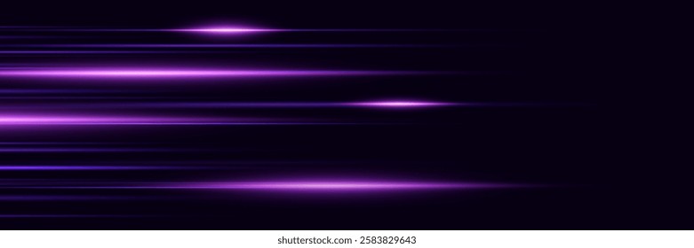 Special effect of horizontal speed lines. Dynamic movement of rays.