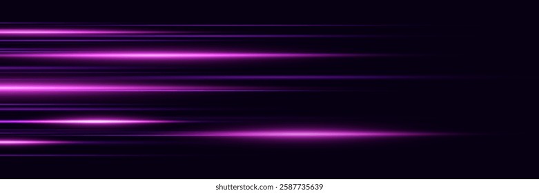 Special effect of horizontal speed lines. Dynamic movement of rays.