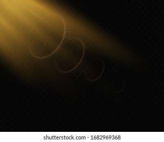Special effect of light flash with rays of light and magic sparkles. Glow transparent vector light effect set, explosion, sparkle, spark, solar flare on a dark background.