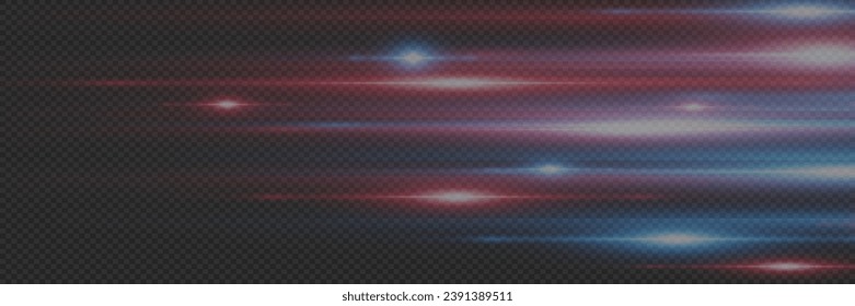 Efecto especial de la velocidad de la luz. Rayas brillantes. Hermoso destello de luz resplandeciente y chispa. Ilustración vectorial.
