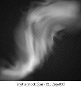 Special effect of steam, smoke, fog, clouds. Abstract gas on transparent background, vapor machine steam or explosion dust, dry ice effect, condensation, fume. Vector illustration.