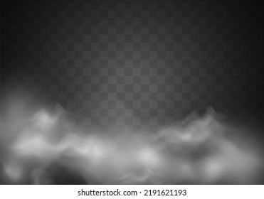 Special Effect Of Steam, Smoke, Fog, Clouds. Abstract Gas On Transparent Background, Vapor Machine Steam Or Explosion Dust, Dry Ice Effect, Condensation, Fume. Vector Illustration.