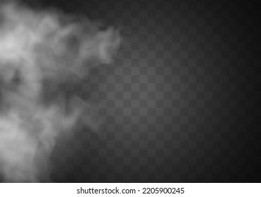 Special Effect Of Steam, Smoke, Fog, Clouds. Abstract Gas On Transparent Background, Vapor Machine Steam Or Explosion Dust, Dry Ice Effect, Condensation, Fume. Vector Illustration.