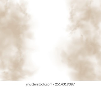 Special effect of steam, smoke, fog, clouds. Abstract gas on transparent background, vapor machine steam or explosion dust, dry ice effect, condensation, fume. Vector PNG illustration.	