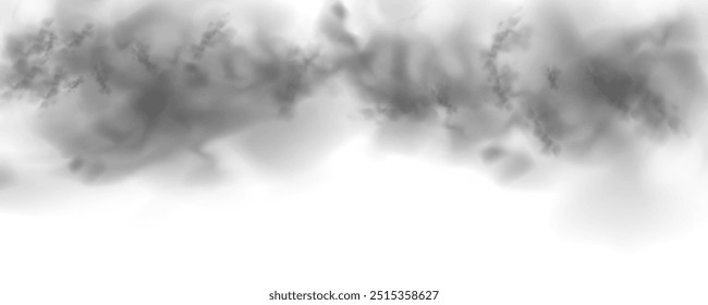 Special effect of steam, smoke, fog, clouds. Abstract gas on transparent background, vapor machine steam or explosion dust, dry ice effect, condensation, fume. Vector PNG illustration.