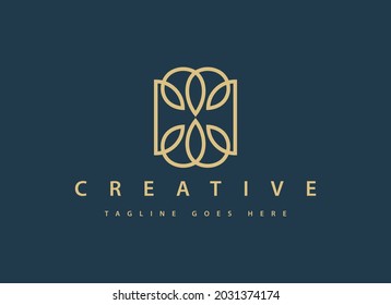a special elegant gold leaf ornament logo, suitable for places, spas and companies