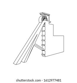 A special elevator for raising mineral resources. Isometric icon.