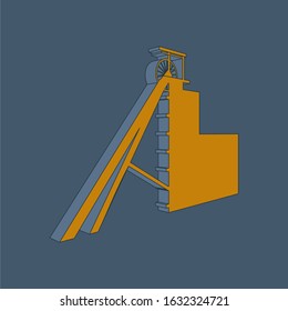 A special elevator for raising mineral resources. Isometric icon.