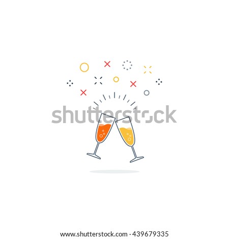 Special event celebration party. Champagne glasses. Cocktail alcohol drinks. Reception arrangements