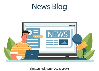 Special event online service or platform. Media performance organization as a marketing campaign for business promotion. News blog. Flat vector illustration