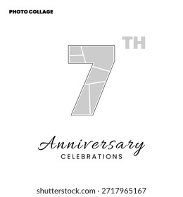 Special Event Photo Collage Template Featuring Number 7 Layout