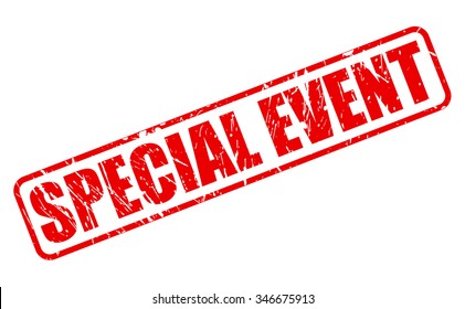 SPECIAL EVENT red stamp text on white