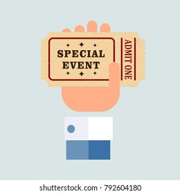 A special event. Ticket invitation. Flat design, isolated background, vector.