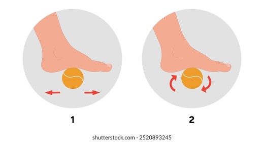 Special exercise for food deformation problem. Orthopedist Therapeutic and strengthening foot with tennis ball