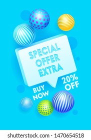 Special Extra Offer Banner, Printable Promo Advertising Brochure. Promotion and Shopping Template for Hot Sale. Flyer Design, Social Media Cover Placard Presentation. Cartoon Vector Illustration