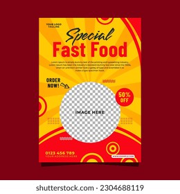 Special fast food menu vertical poster flyer promotion template