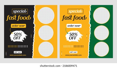 Special Fast Food Vector Illustration Square Social Media Web Instagram Post Design