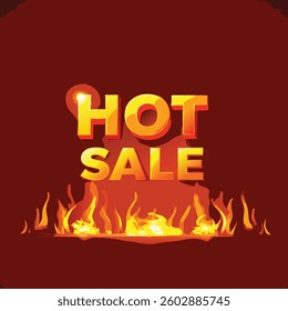 Special fiery Offer, Hot Sale banner or sticker design template, discount tag. Vector on transparent.