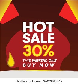 Special fiery Offer, Hot Sale banner or sticker design template, discount tag. Vector on transparent.