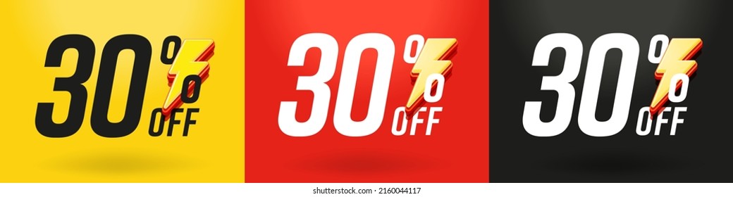 Special Flash Sale With 30 Percent Price Off. Sticker, Banner, Label Or Badge Design Template Vector Illustration. Online Shop Store Marketing Promotion Material