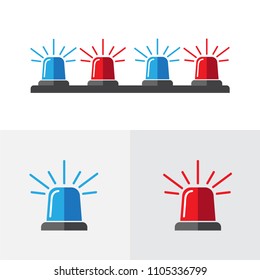 Special Flashers of Emergency and Police Fire Ambulance. Light emergency icon flat vector
