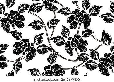 Special flower motif for Batik motif. Dyeing technique with wax barrier applied to the fabric then colored, a typical technique from Indonesia.