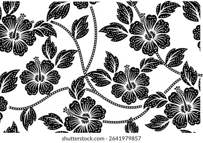 Special flower motif for Batik motif. Dyeing technique with wax barrier applied to the fabric then colored, a typical technique from Indonesia.