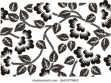 Special flower motif for Batik motif. Dyeing technique with wax barrier applied to the fabric then colored, a typical technique from Indonesia.