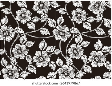 Special flower motif for Batik motif. Dyeing technique with wax barrier applied to the fabric then colored, a typical technique from Indonesia.