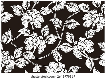 Special flower motif for Batik motif. Dyeing technique with wax barrier applied to the fabric then colored, a typical technique from Indonesia.